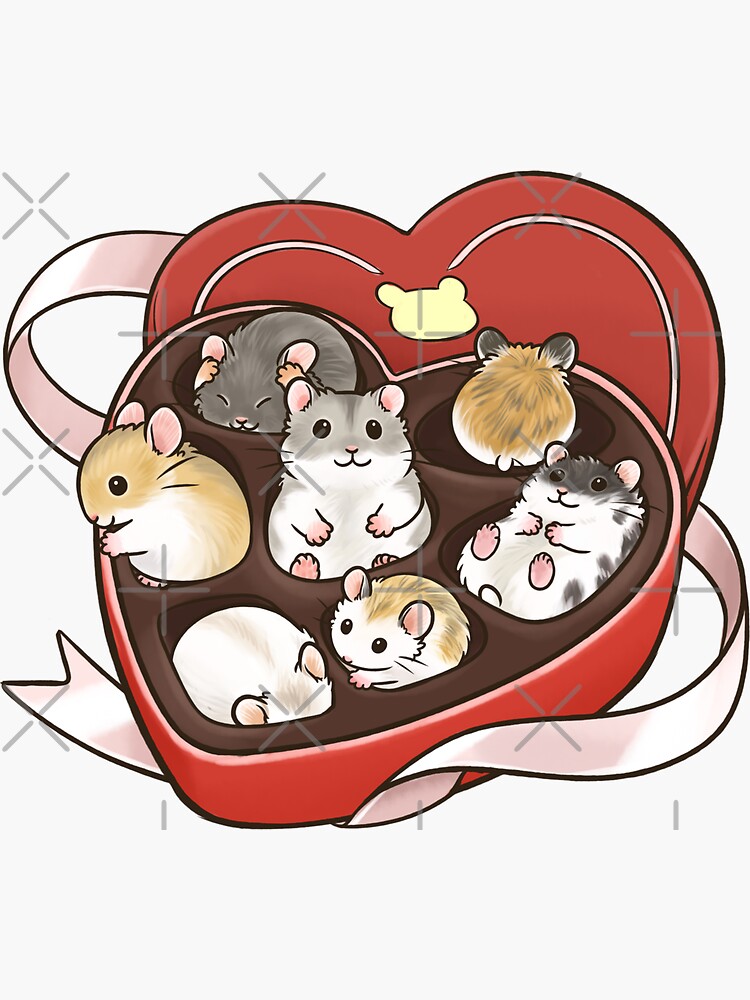 Thumbnail 3 of 3, Sticker, Valentine Hamsters designed and sold by pawlove.