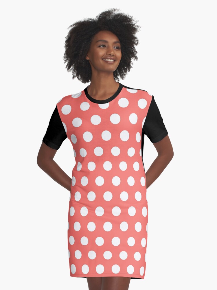 coral polka dot dress