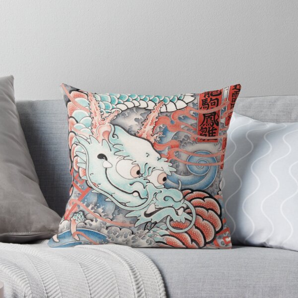 BABY DRAGON UKIYO-E Style Throw Pillow