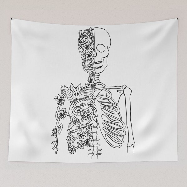 Item preview, Skeleton floral flower line art designed and sold by LinearLineArt.
