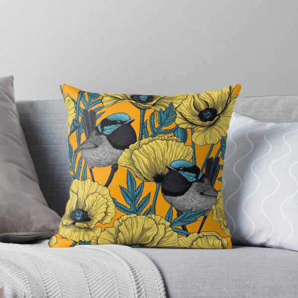 Item preview, Fairy wren and poppies in yellow designed and sold by Katerina Mitkova Kirilova.