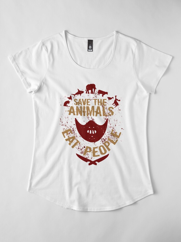 Alternate view of save the animals, EAT PEOPLE Premium Scoop T-Shirt