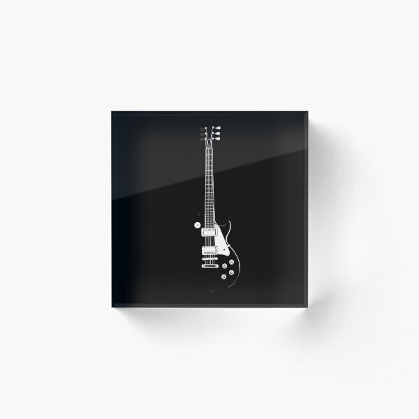 Gibson Guitar in Black and White Acrylic Block