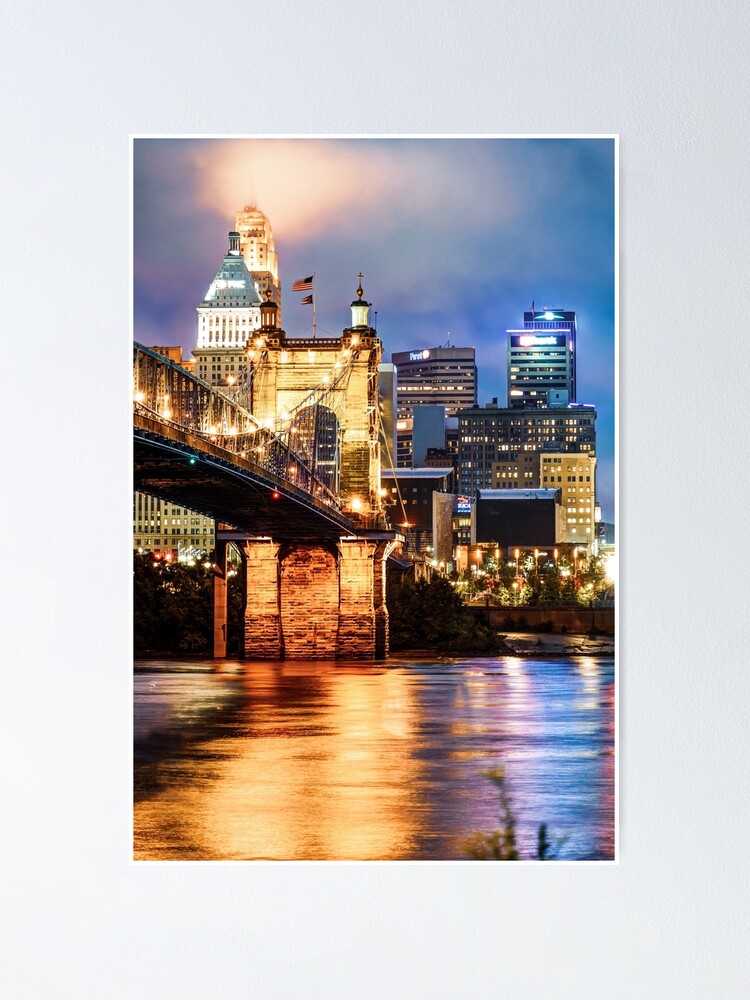 Cincinnati Skyline Bridge Canvas Set, good Large Cincinnati Canvas, Cincinnati Art, Cincinnati Photo, Cincinnati Wall Art, Roebling Bridge