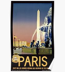 Paris Vintage Travel Poster Restored Poster