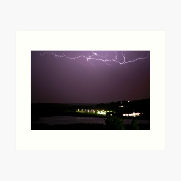 Lightning over lodge Art Print