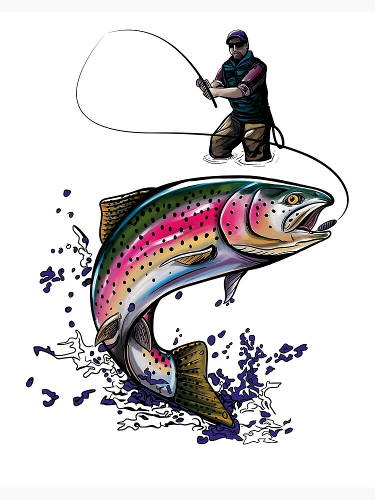 Rainbow Trout Fly Fishing print Art Board Print for Sale by