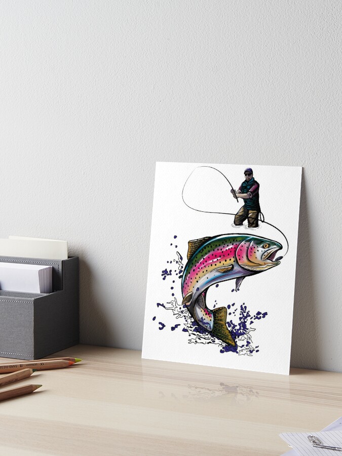 Fisherman - Nature - Rainbow Trout Art Board Print for Sale by