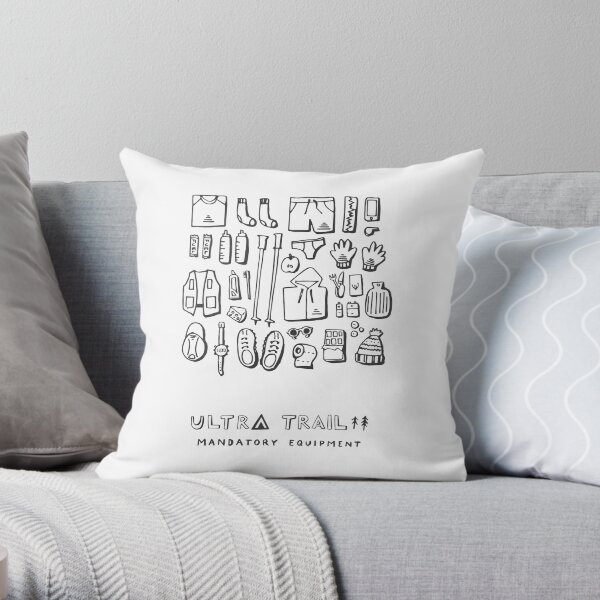 Ultra Trail - Mandatory Equipment - White Throw Pillow