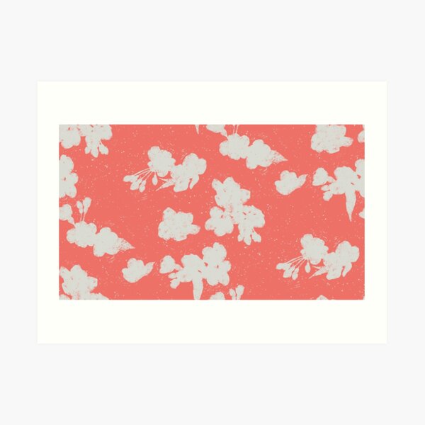 Cherry Blossom Silhouette - Coral Kunstdruck