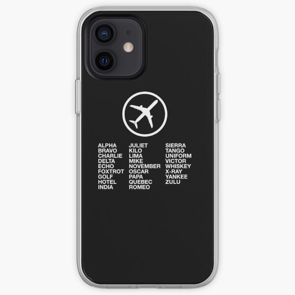 L'alphabet phonétique avec une photo d'un avion. Coque souple iPhone