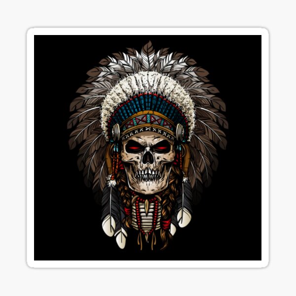 Indian Warrior Skull Sticker