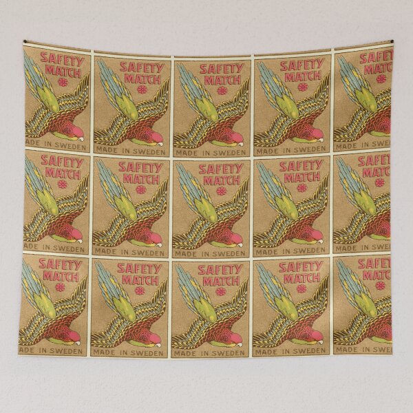Item preview, vintage matchbox Swedish budgerigar designed and sold by jonnychiba.