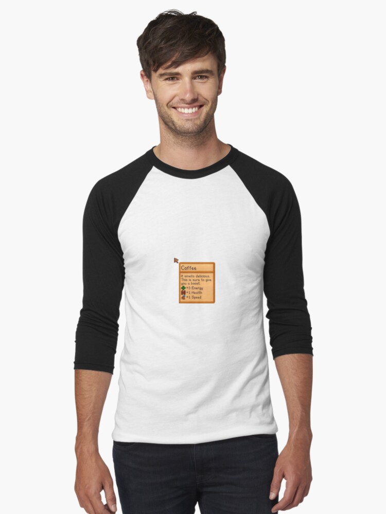 Aperçu 1 sur 3. T-shirt baseball manches ¾ avec l'œuvre StardewValley Mug À Café créée et vendue par silver-light.