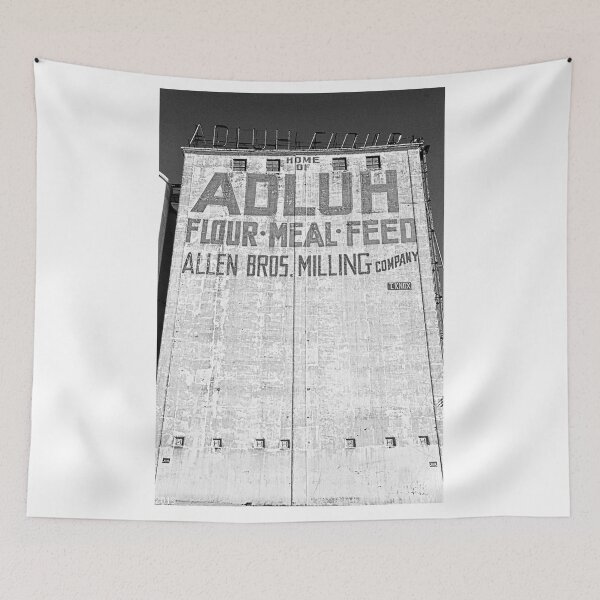 Item preview, Home Of Adluh Flour Meal Feed Mill Columbia South Carolina Black And White designed and sold by LisaWootenPhoto.