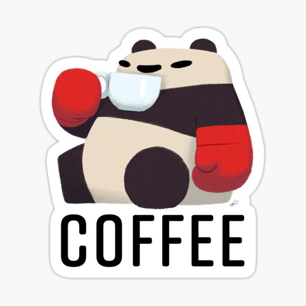 Panda Enjoying Cup of Joe Sticker