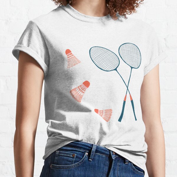Let's Play Badminton - sweet illustration in blue & red Classic T-Shirt