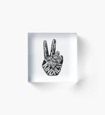 Peace Sign with words Peace, Love, Faith, Joy, Hope, Kindness, Unity Acrylic Block