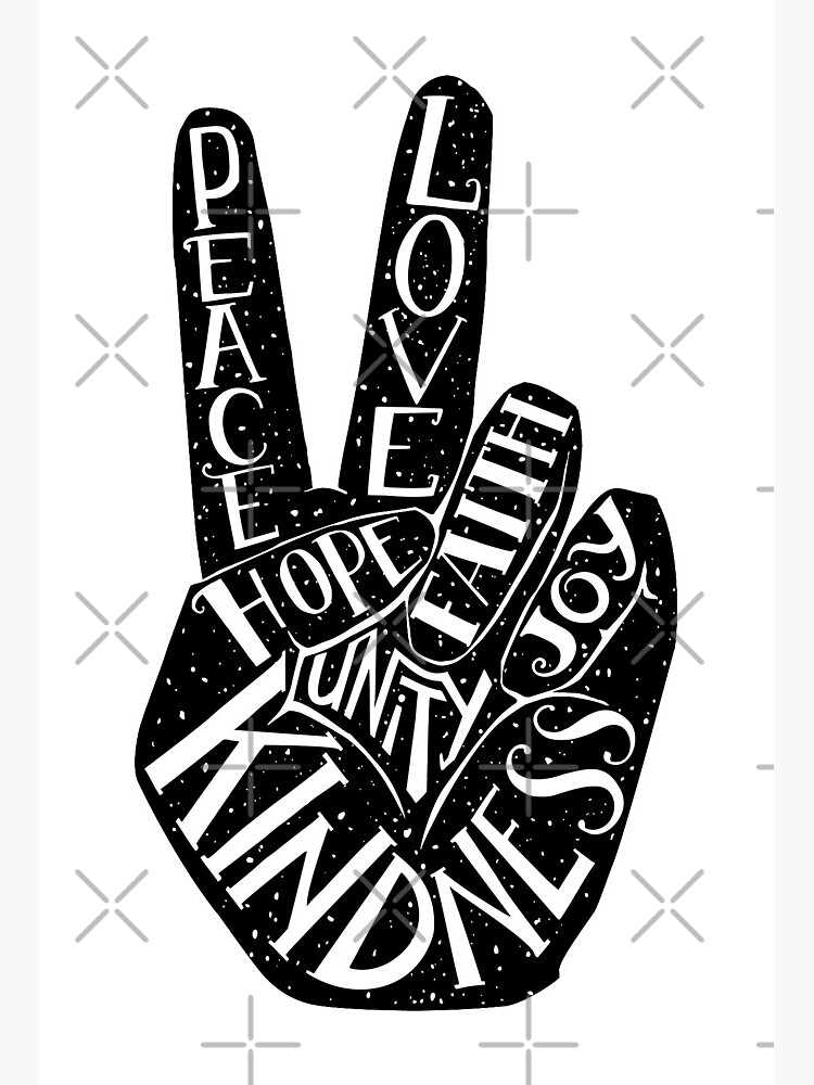 Peace Sign with words Peace, Love, Faith, Joy, Hope, Kindness, Unity" Art  Board Print by picbykate | Redbubble
