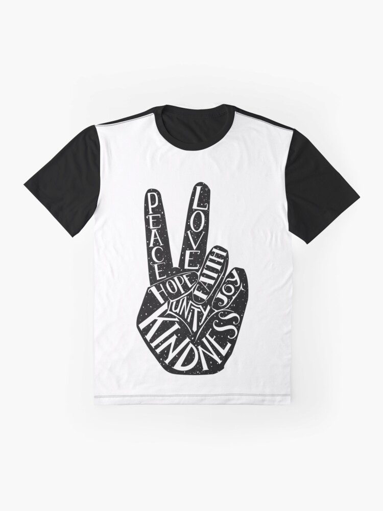 Download "Peace Sign with words Peace, Love, Faith, Joy, Hope, Kindness, Unity" T-shirt by picbykate ...