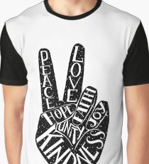 Peace Sign with words Peace, Love, Faith, Joy, Hope, Kindness, Unity Graphic T-Shirt