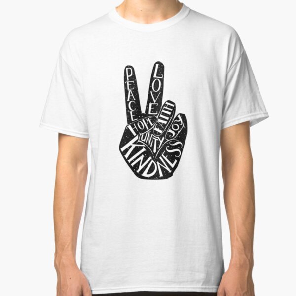 Peace Sign with words Peace, Love, Faith, Joy, Hope, Kindness, Unity Classic T-Shirt