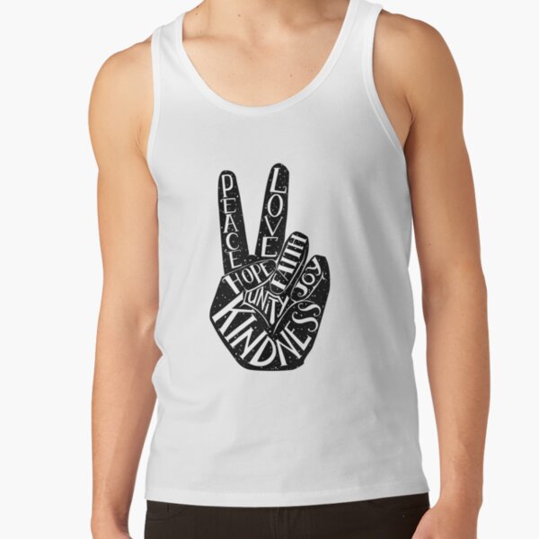 Peace Sign with words Peace, Love, Faith, Joy, Hope, Kindness, Unity Tank Top