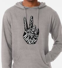 Friedenszeichen mit Wörtern Frieden, Liebe, Glaube, Freude, Hoffnung, Freundlichkeit, Einheit Leichter Hoodie