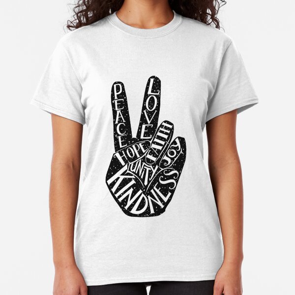 Peace Sign with words Peace, Love, Faith, Joy, Hope, Kindness, Unity Classic T-Shirt
