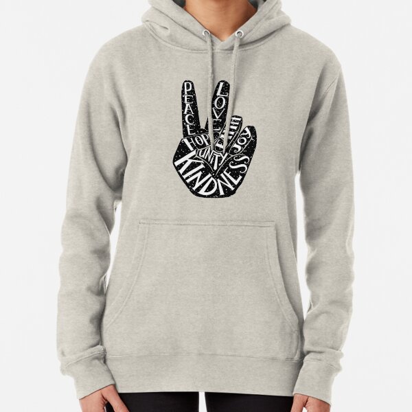 Peace Sign with words Peace, Love, Faith, Joy, Hope, Kindness, Unity Pullover Hoodie