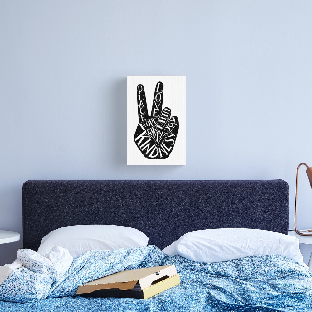 Peace Sign with words Peace, Love, Faith, Joy, Hope, Kindness, Unity Canvas Print