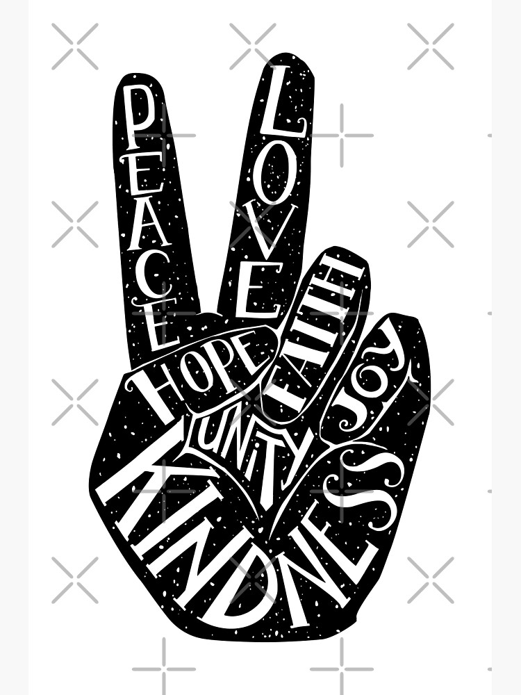 Peace Sign with words Peace, Love, Faith, Joy, Hope, Kindness, Unity by picbykate