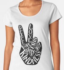 Peace Sign with words Peace, Love, Faith, Joy, Hope, Kindness, Unity Women's Premium T-Shirt