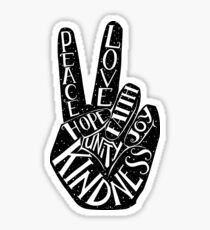 Peace Sign with words Peace, Love, Faith, Joy, Hope, Kindness, Unity Sticker