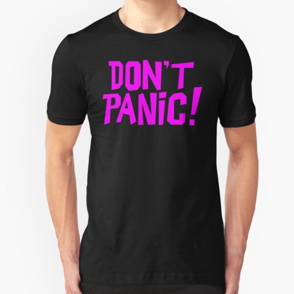 NDVH Don't Panic - Magenta 1 H2G2 Slim Fit T-Shirt