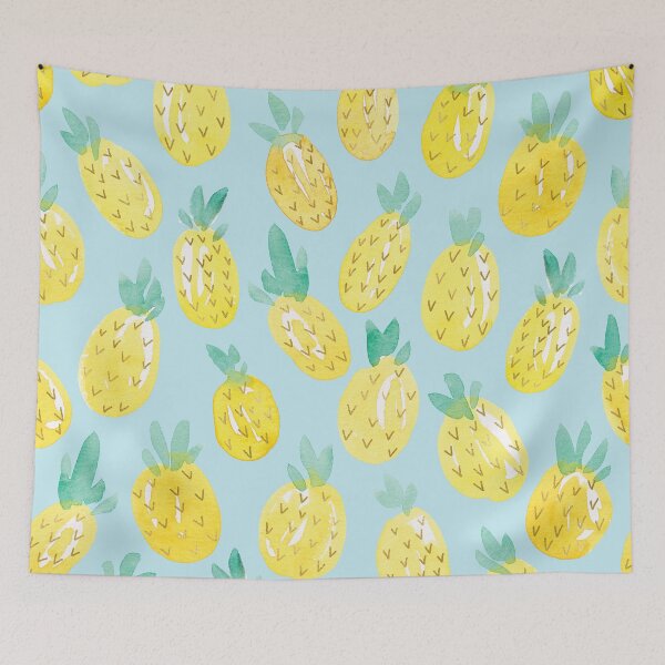 Item preview, Watercolour Pineapples on Blue designed and sold by RebeccaFlaherty.