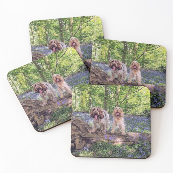 Item preview, Two Spinone in a bluebell wood by heidiannemorris designed and sold by FOLK ART FUSION by heidiannemorris.