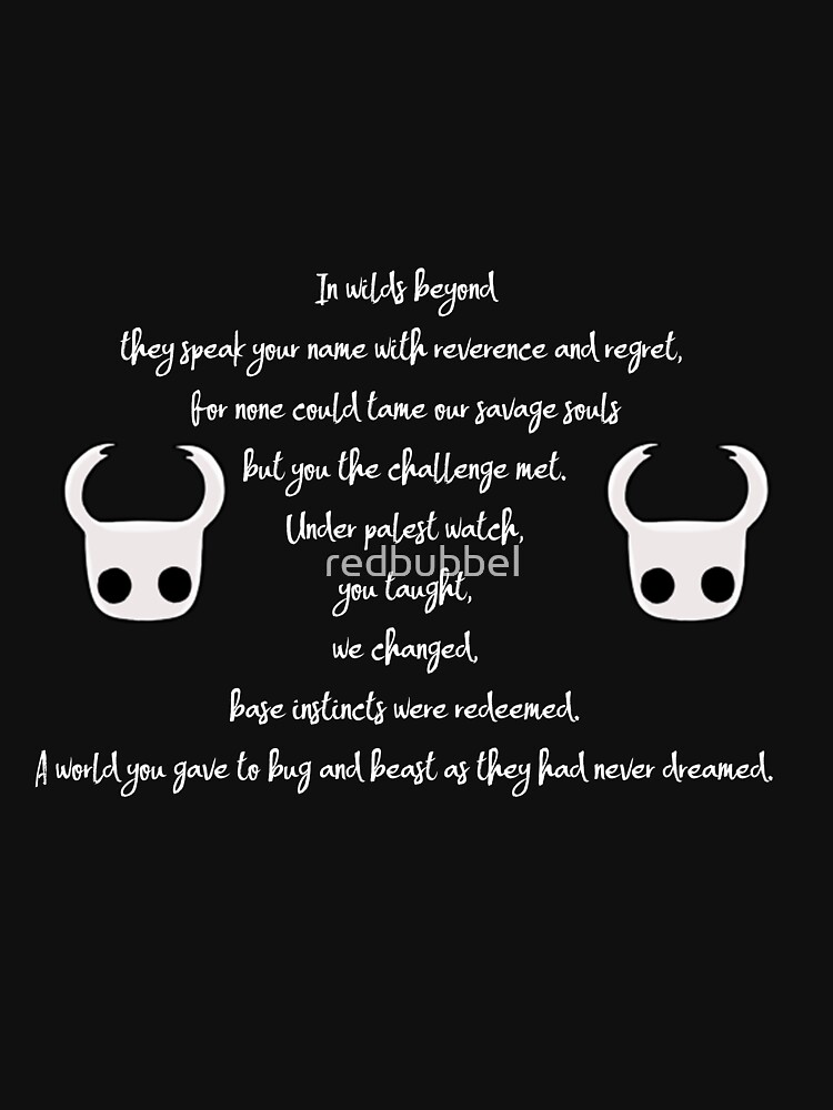 Hollow Knight T-shirt, Maglietta Di Hollow Knight - Hollow Knight Poem ...