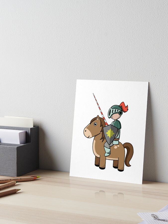 Cool Cartoon Knight Jouster on a Brown Horse Art Board Print for Sale by  captainhobbyist