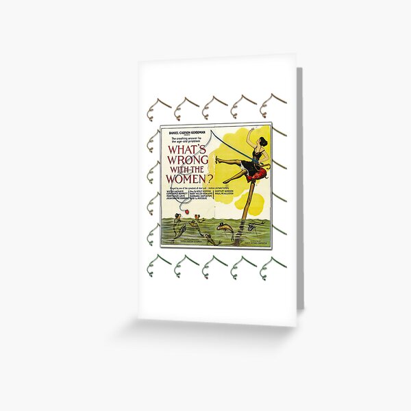 Vintage Fun Flapper Fishing Design Featuring 'What's Wrong With The Women?' Greeting Card