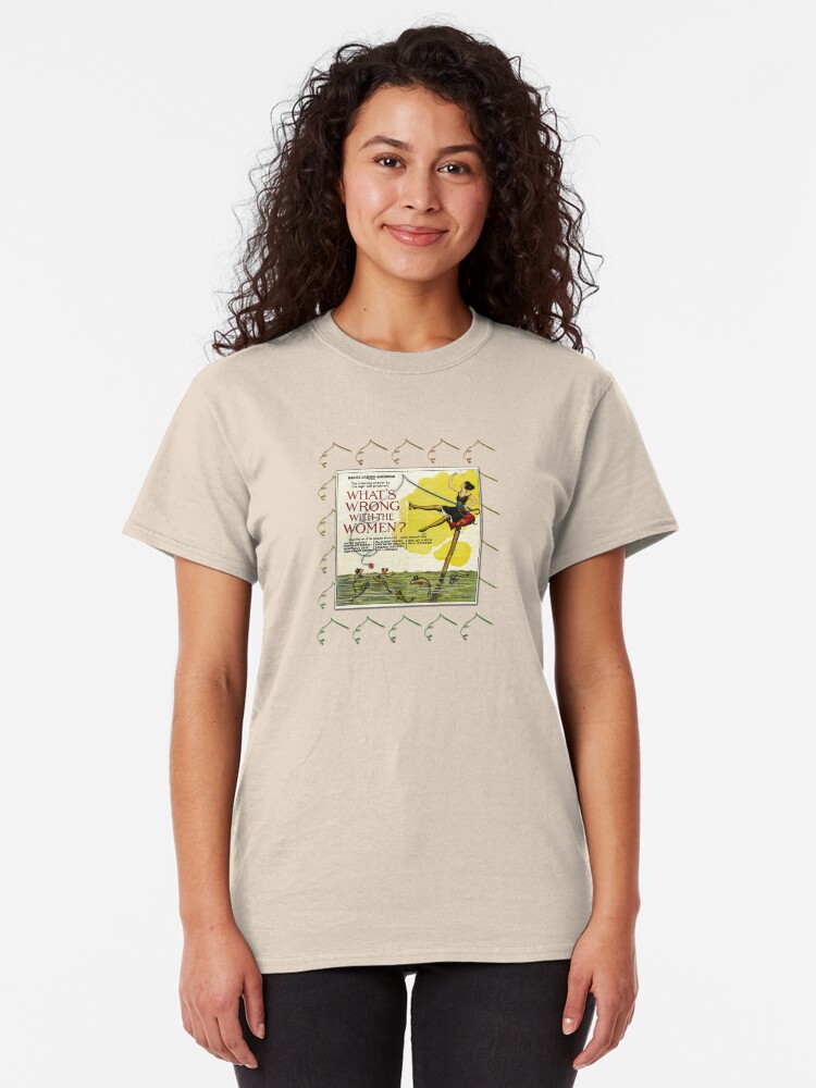 Alternate view of Vintage Fun Flapper Fishing Design Featuring 'What's Wrong With The Women?' Classic T-Shirt