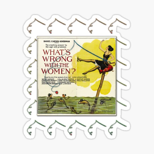 Vintage Fun Flapper Fishing Design Featuring 'What's Wrong With The Women?' Sticker