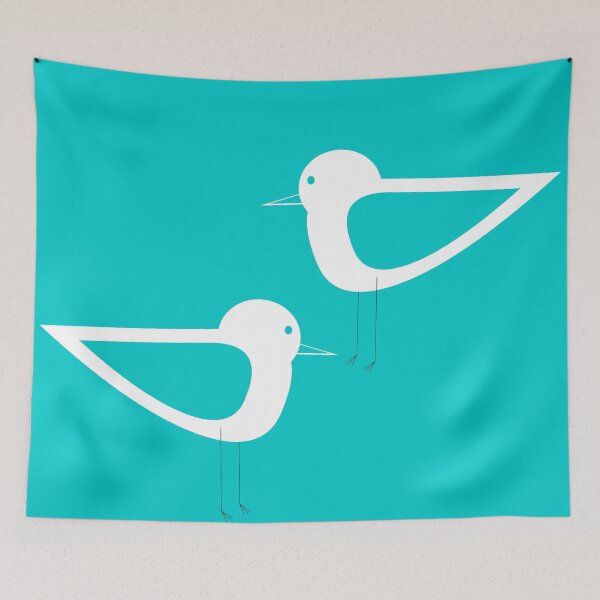 Item preview, Shorebird Pair in Robin's Egg Blue and White designed and sold by kierkegaard.