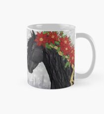 Poinsettia Black Stallion Horse Mug