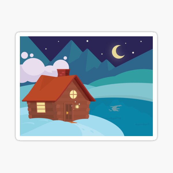 Moonlit Cabin Sticker