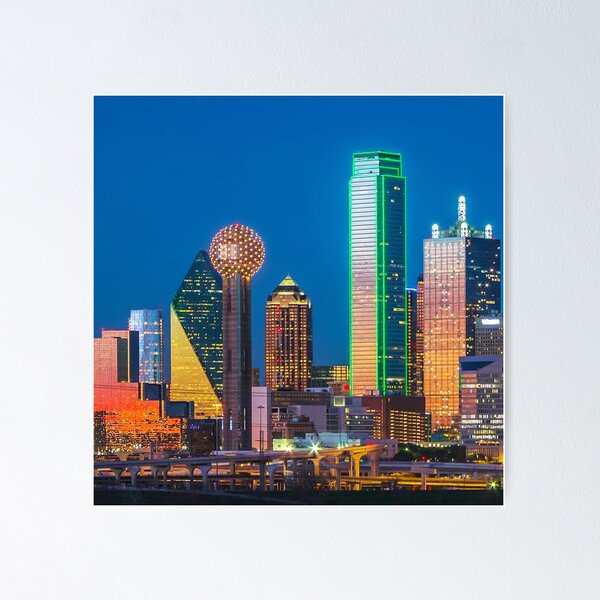 Item preview, Dallas Skyline Colorful Sunset Reflection designed and sold by josephhaubert.