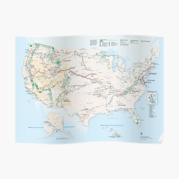 National Parks Trail Map Poster