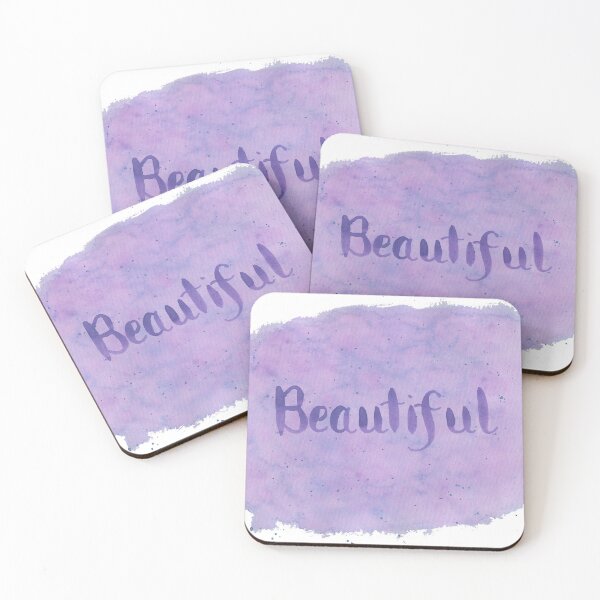 Item preview, Beautiful - written in Purple Watercolor Brush Lettering on White designed and sold by Karen McFarland.