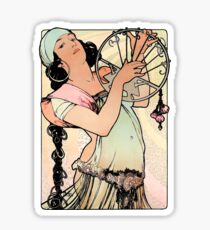 Pegatina Salomé L´Estampe Moderne Alphonse Mucha Bohemian Gypsy Playing Instrument