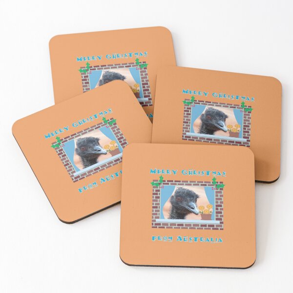 Item preview, Merry Christmas from Australia Message with Emu in Window designed and sold by Karen McFarland.